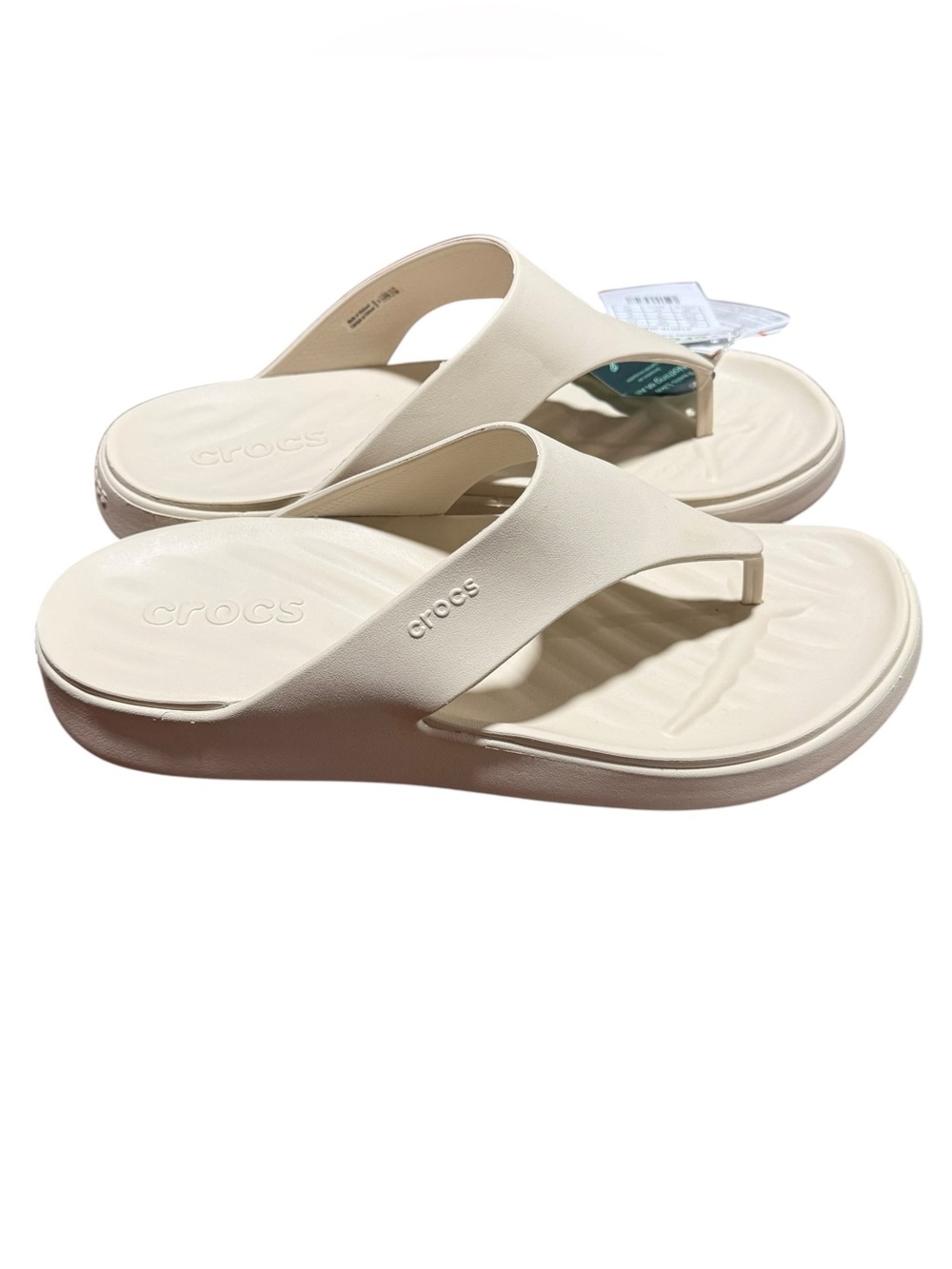 CROCS NWT Getaway Platform Flip Size W10 Stucco Cream Wedge Flip Flops Sandals